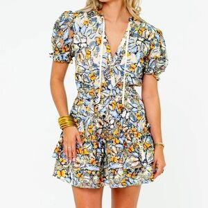 Buddy Love Butterfly Print Dress with Puff Sleeves